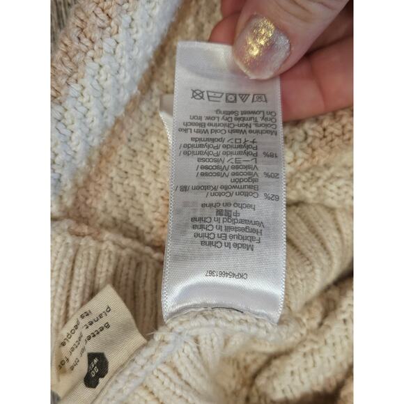 Madewell Striped Pickford Pullover Sweater Pink cream stripes large chunky loose - Picture 8 of 9